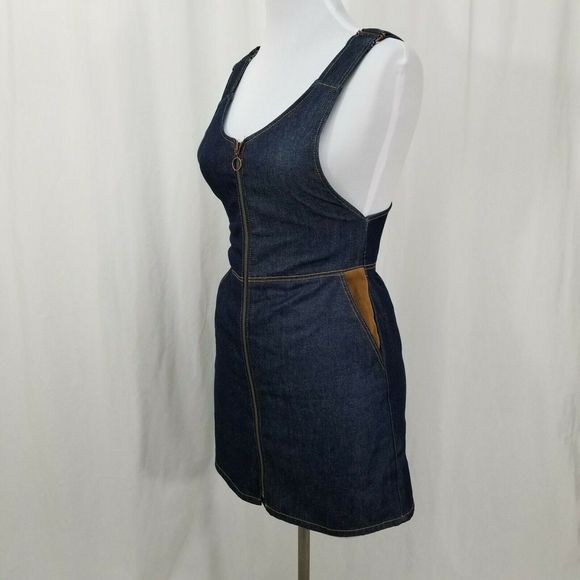Zara Basic Z1975 Full Zip Denim Pinafore Dress - Picture 5 of 8